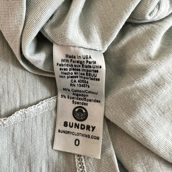 Sundry Cap Sleeve Side Tie Jersey Mini T-Shirt Dress Women's Size 0 Sage Green - Picture 4 of 5